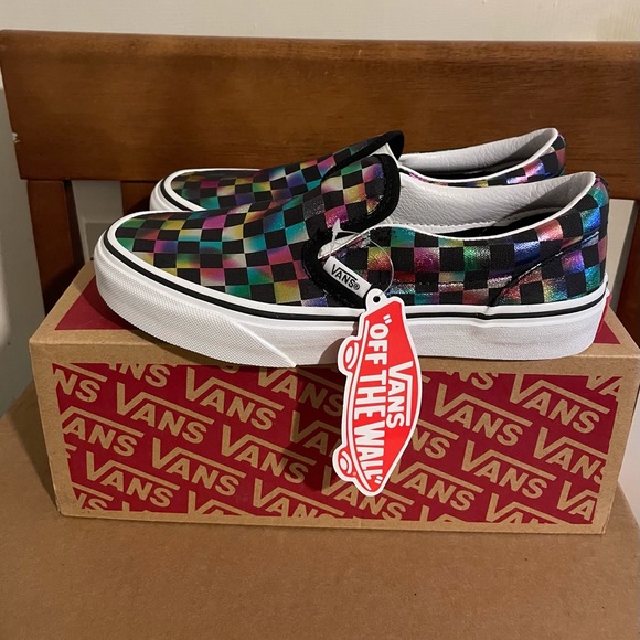 Vans Other - Vans BRAND NEW limited metallic rainbow girls sz 2.5.